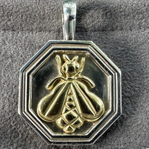 Designer SLANE ~JUMBO~ 18K Yellow Gold BEE Enhancer Pendant Sterling Silver 17gr - Picture 2 of 15